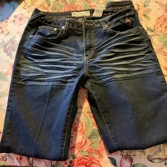 Phat Fashion Dark Blue Womens Jeans Silver Label Size 9 Juniors - Picture 3 of 7